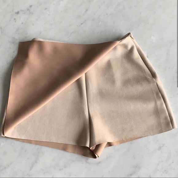 Zara - Tan Suede Mini Skort - Picture 2 of 2